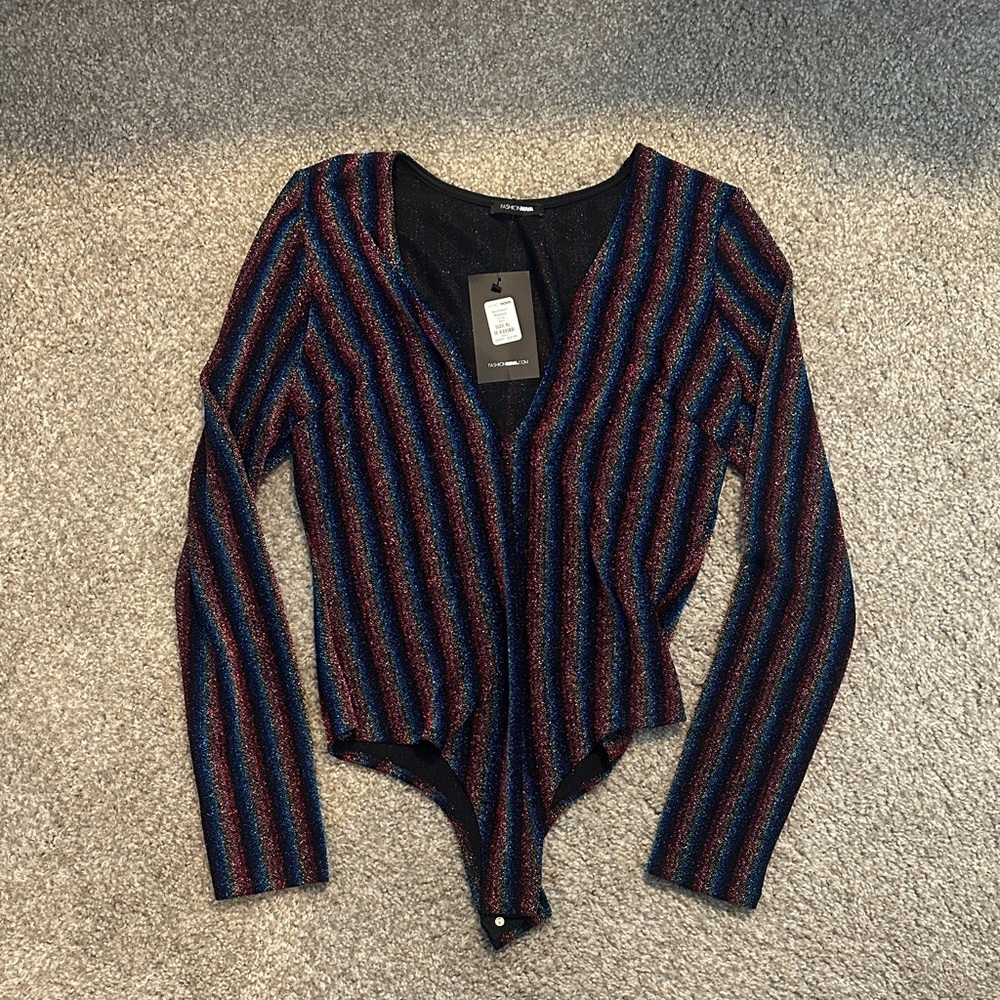 Fashion Nova Multicolor Striped Bodysuit